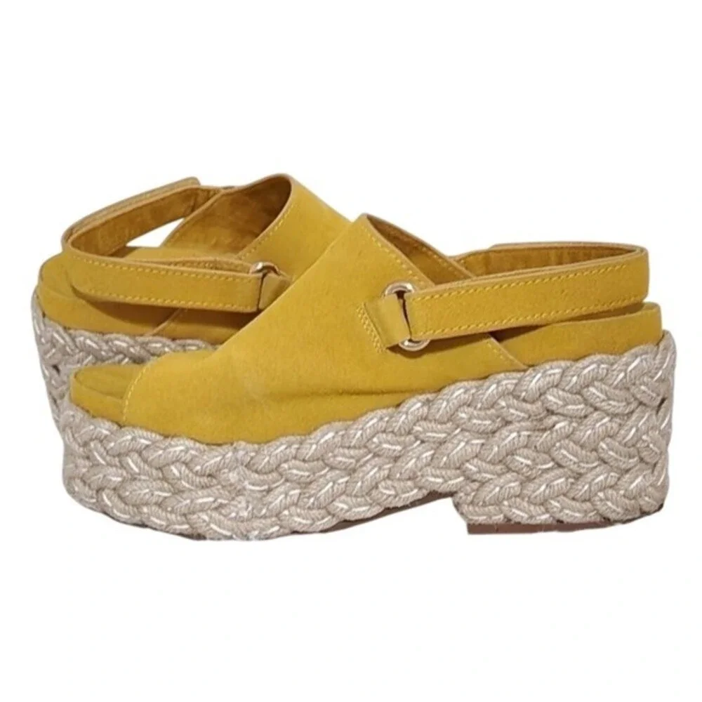 Kelsi Dagger Brooklyn Keys in Mellow yellow suede espadrille platform sandals 10